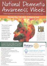 National Dementia Awareness Week - 13th May  9.30am - 1pm